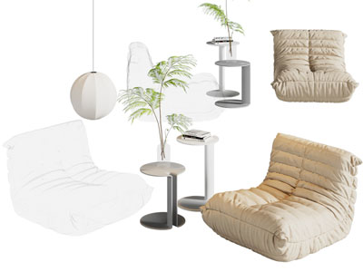 现代懒人沙发 边几