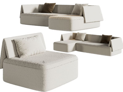 现代布艺转角多人 单人沙发