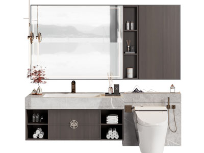 新中式洗手台 镜柜 浴室柜