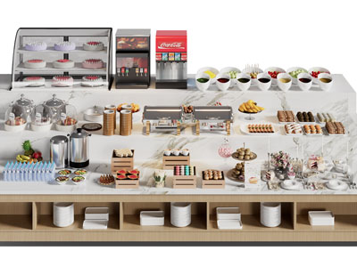 现代自助餐厅甜品台 调料台