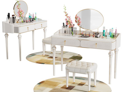 现代轻奢化妆 梳妆台3d模型 现代轻奢化妆 梳妆台