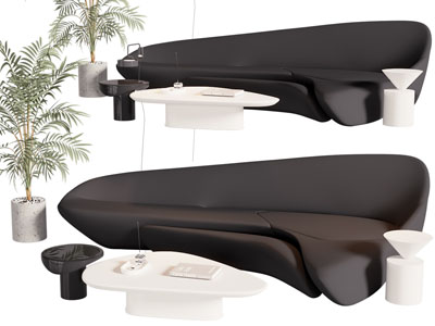 现代异形多人沙发 茶几组合