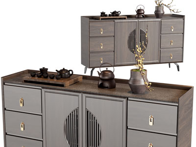 新中式实木餐边柜 茶柜