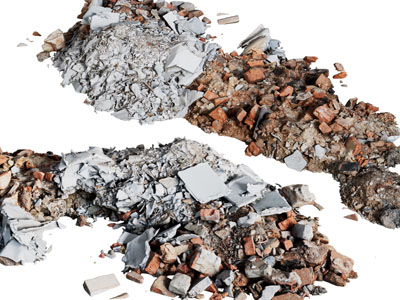 现代碎石堆 建筑垃圾 砖头石块