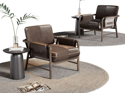 现代休闲椅子 边几