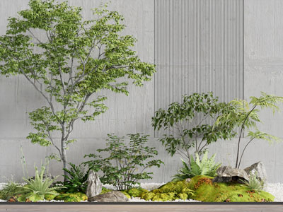 新中式树木 石头景观园艺小品