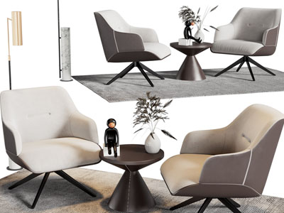 现代休闲椅子 边几