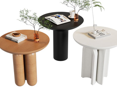 现代圆形茶几3d模型 现代圆形茶几