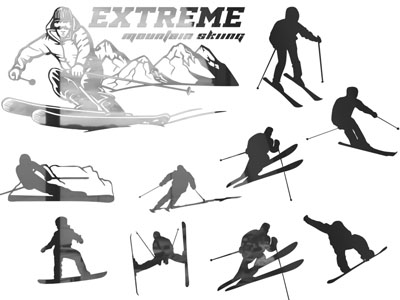 现代滑雪剪影 墙饰