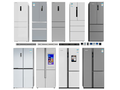 现代双开门电冰箱3d模型 现代双开门电冰箱