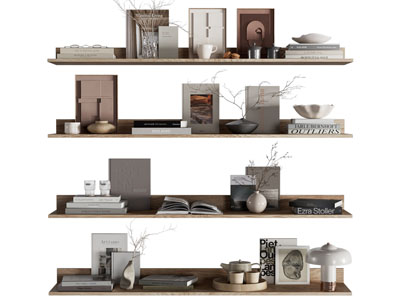 现代书本 装饰画 茶具杯子摆件组合