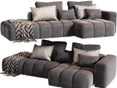 现代转角多人沙发