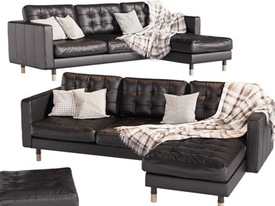 现代皮质转角多人沙发