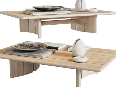 侘寂风长方形茶几3d模型 侘寂风长方形茶几