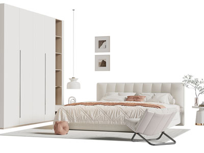 现代衣柜 双人床3d模型 现代衣柜 双人床