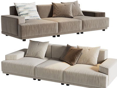 现代布艺多人沙发