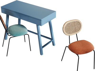 现代书桌椅组合3d模型 现代书桌椅组合