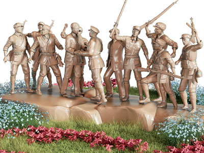 现代红军雕塑雕刻 花草植物景观园艺小品