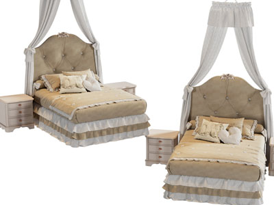 欧式带床帷的单人床 儿童床