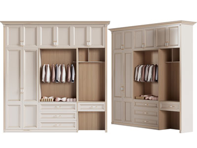 简欧实木衣柜3d模型 简欧实木衣柜