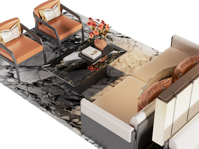 新中式双人沙发 休闲椅子和茶几组合