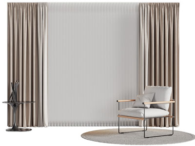 现代窗帘窗纱3d模型 现代窗帘窗纱