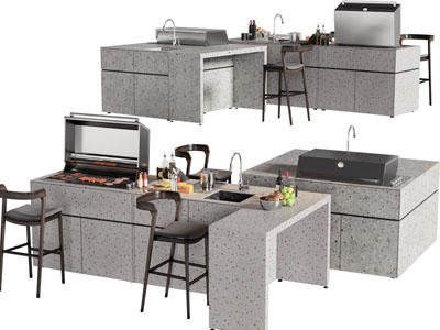 现代吧台吧椅3d模型 现代吧台吧椅