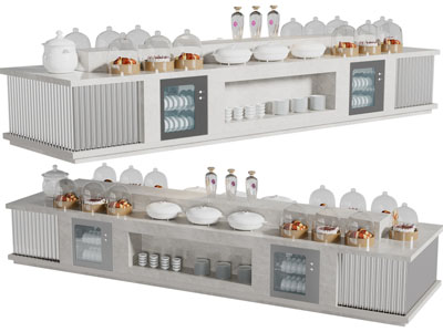 现代火锅店 自助餐厅调料台 取餐台