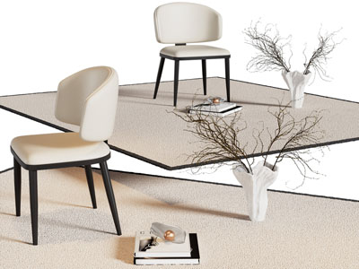 侘寂风长方形地毯 休闲椅子