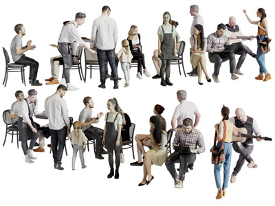 现代聊天的男人 女人 多人3d模型 现代聊天的男人 女人 多人