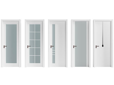 现代白色玻璃平开门