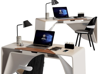 现代办公桌椅组合3d模型 现代办公桌椅组合