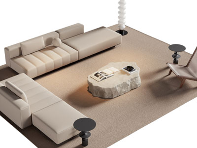 现代多人沙发 休闲椅子和茶几组合