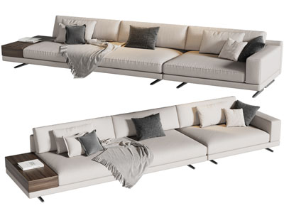 现代布艺多人沙发