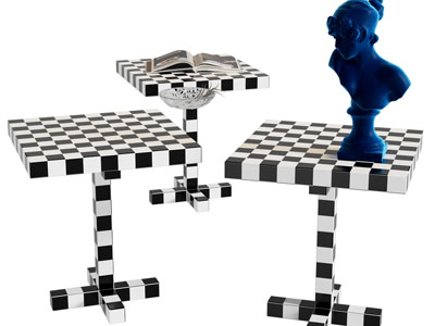 现代棋盘格边几3d模型 现代棋盘格边几