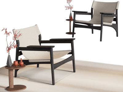 新中式休闲椅子 边几