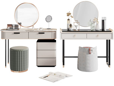 现代轻奢化妆 梳妆台3d模型 现代轻奢化妆 梳妆台