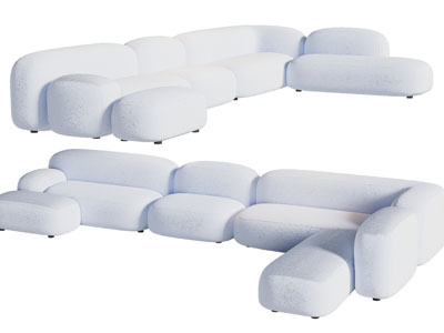现代白色多人沙发