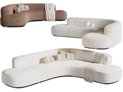 现代弧形多人沙发