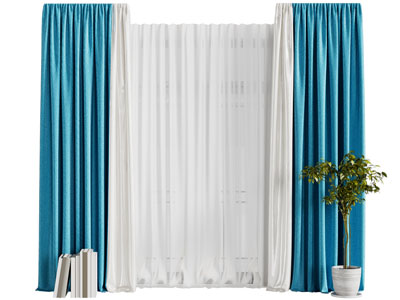 现代窗帘窗纱3d模型 现代窗帘窗纱