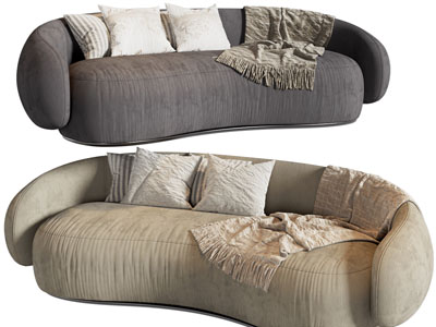 现代弧形多人沙发