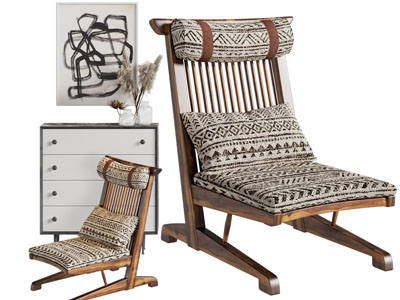 北欧实木休闲椅子 玄关柜