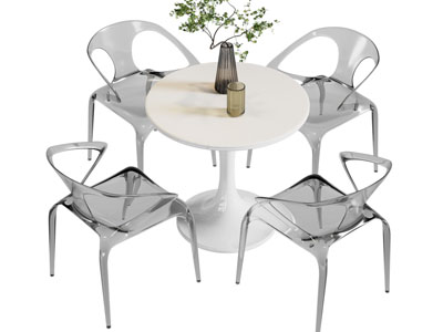 现代休闲餐桌椅组合3d模型 现代休闲餐桌椅组合