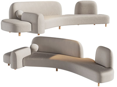 现代弧形多人沙发