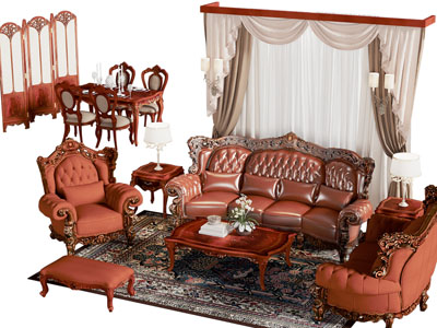 欧式多人 双人 单人沙发和茶几组合
