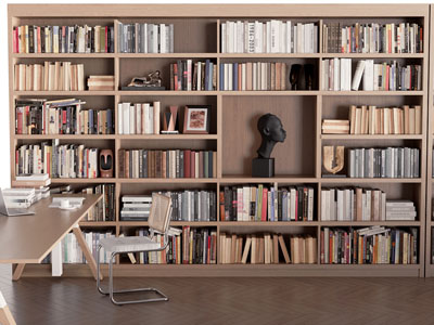 现代实木开放式书柜 书桌