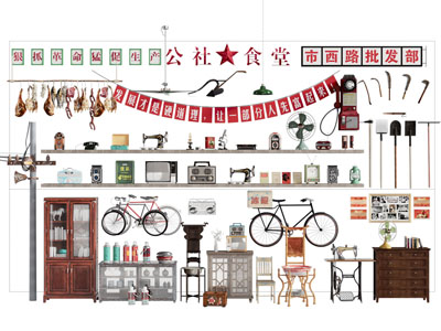 现代复古家用电器 室内家具摆件组合