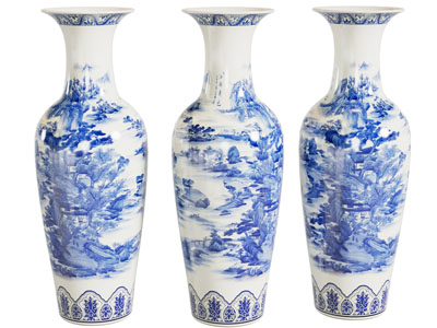 新中式青花瓷花瓶 摆件组合