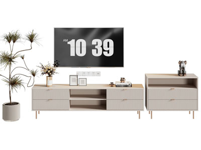 现代轻奢电视柜 电视机
