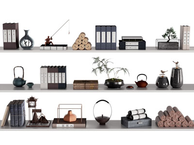 新中式书籍 茶具杯子摆件组合